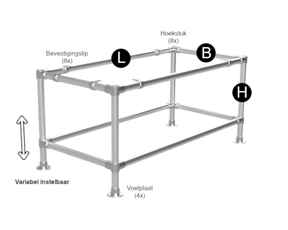 Steigerbuis bar statafel onderstel Ø 42,4 mm